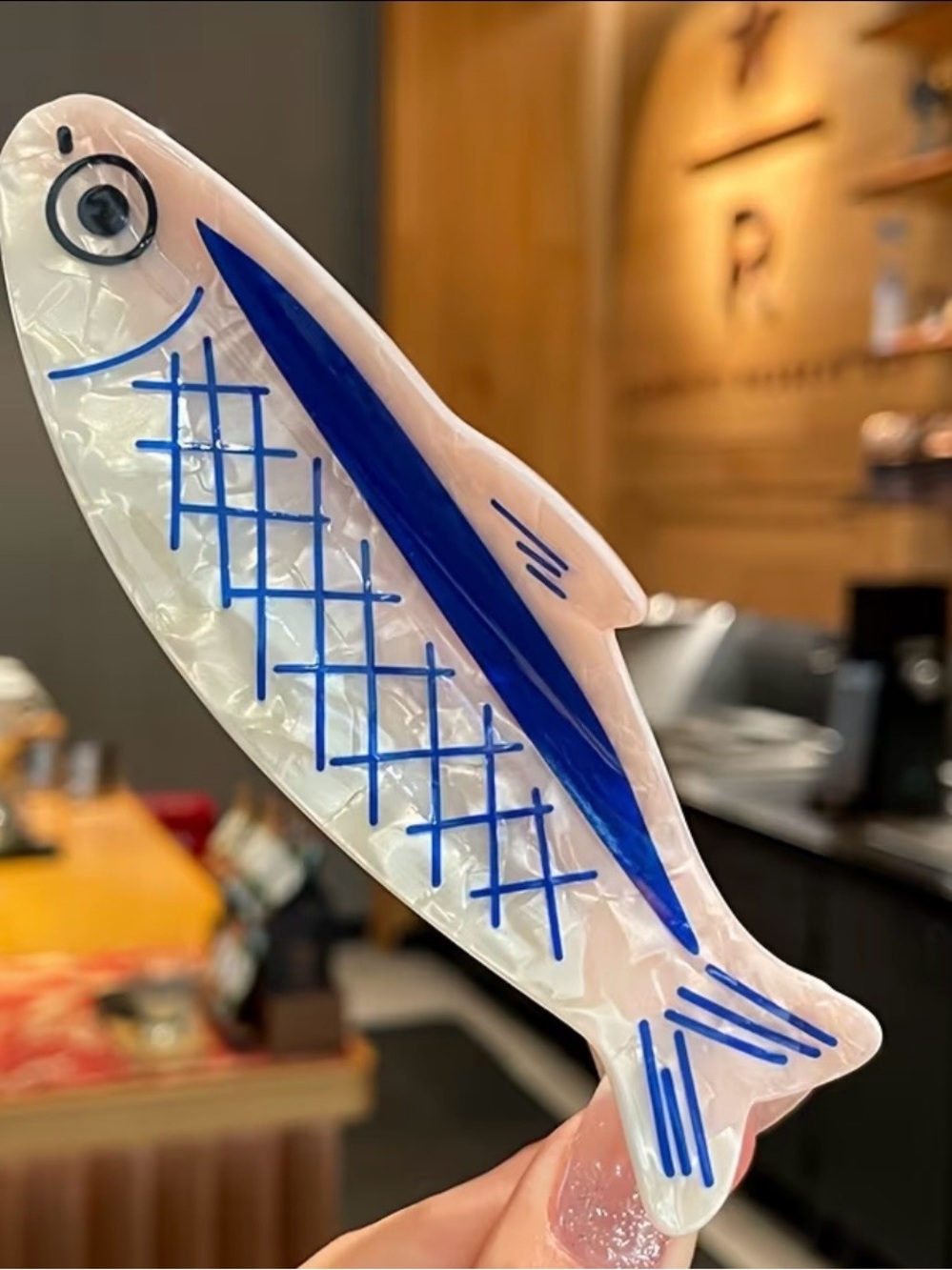 Blue Fish Shape Hair Clip Summer Vacation Coastal Sardine Beach Style